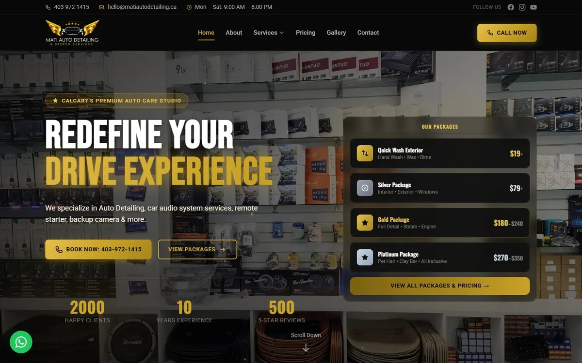 Mati Auto Detailing - UK website design