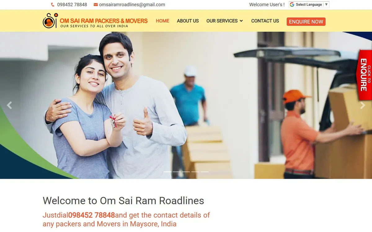 Om Sai Ram Packers & Movers - UK website design