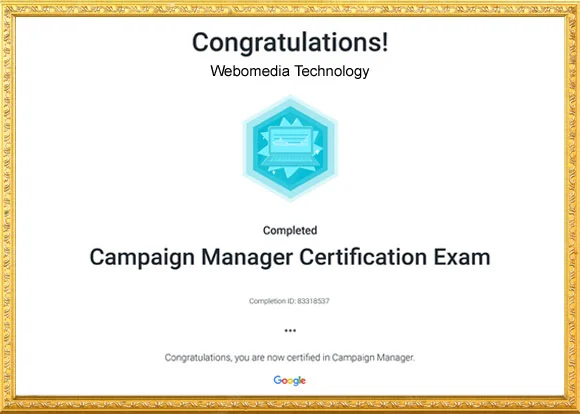 Webomedia certificate 1