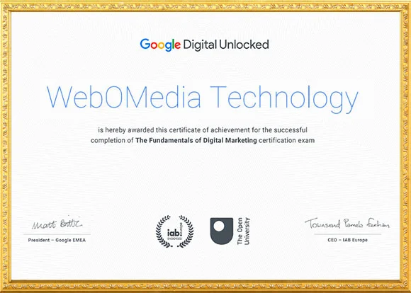 Webomedia certificate 2