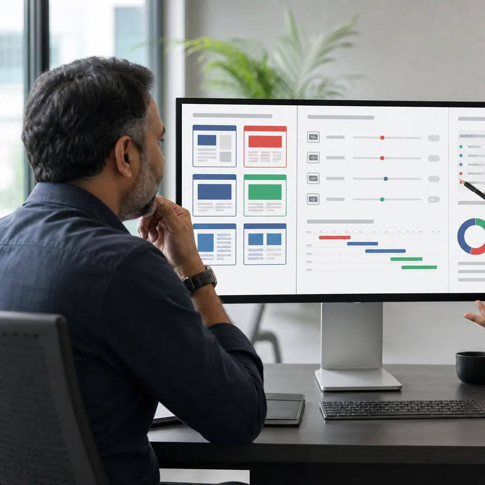 Website project cost calculator used during a transparent pricing consultation