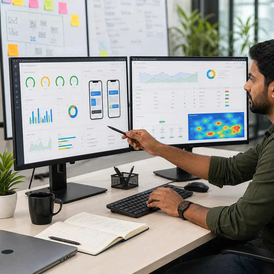 SEO specialist reviewing website speed, search visibility and conversion issues