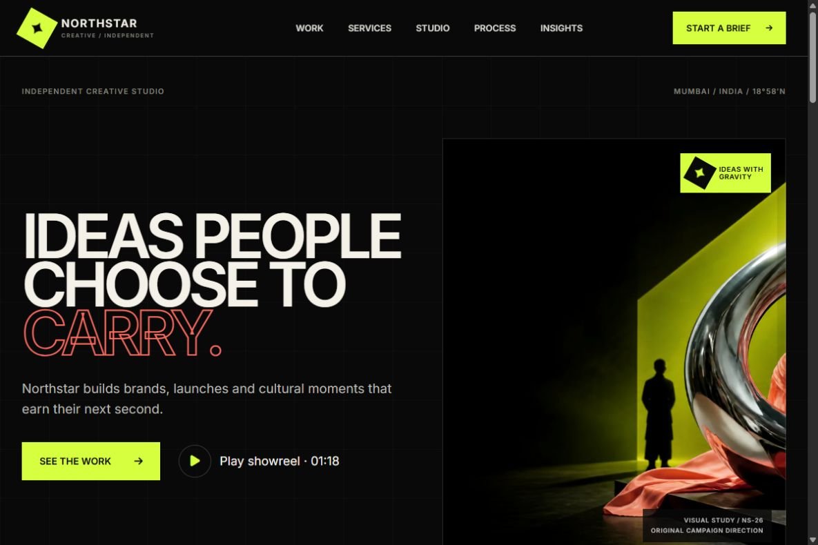 Northstar Creative homepage website demo screenshot