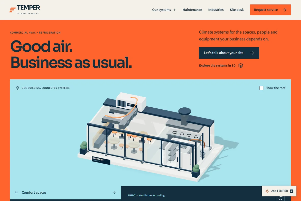 TEMPER website screenshot