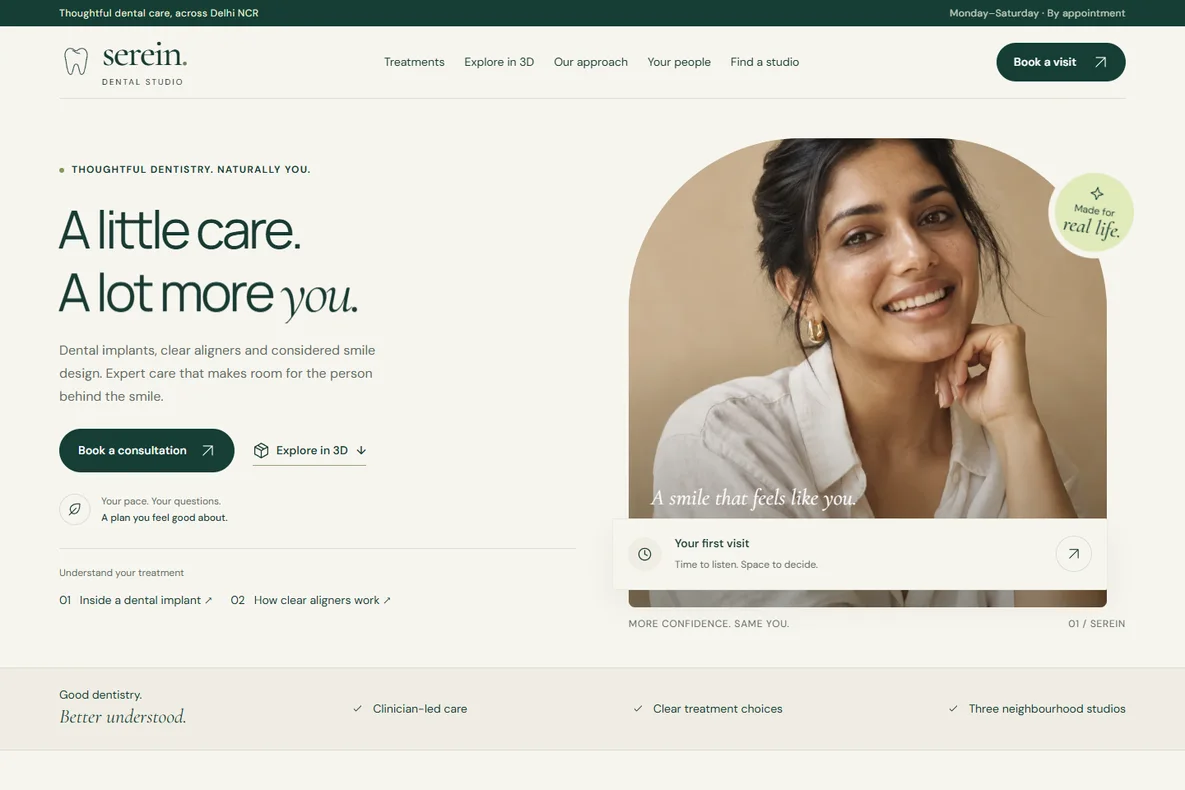 Serein Dental Studio website screenshot