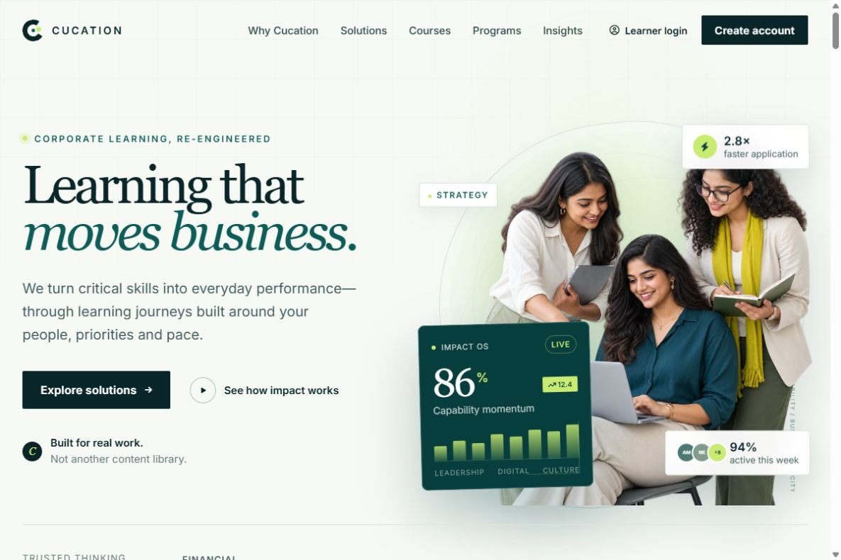 CUCATION homepage website demo screenshot