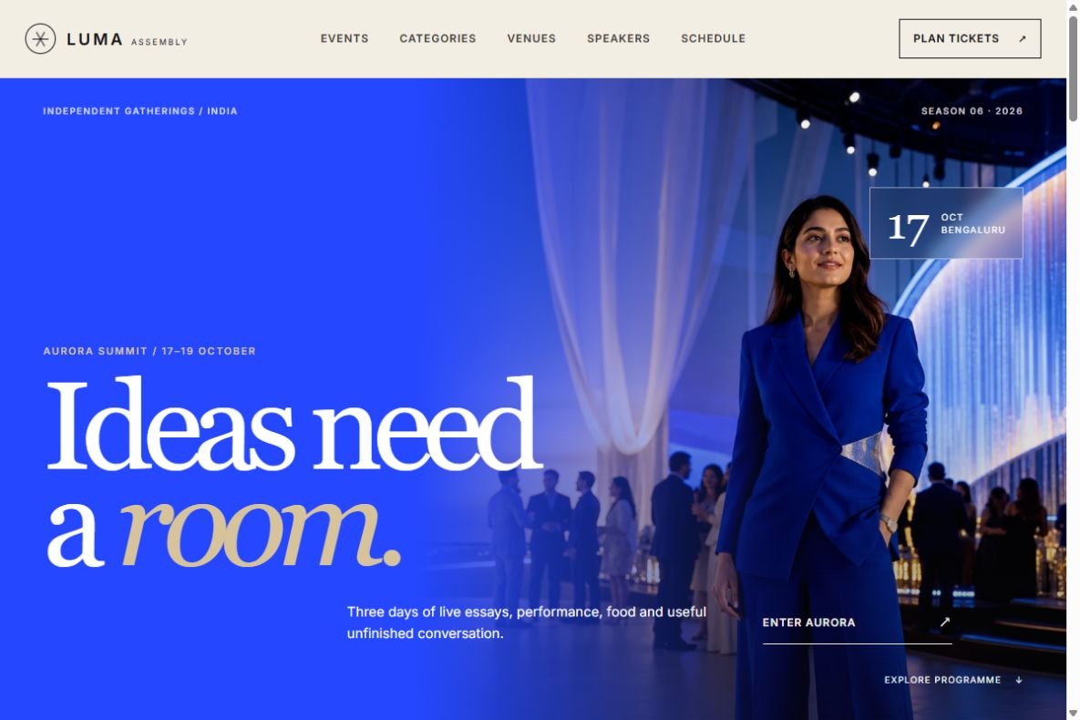 LUMA ASSEMBLY homepage website demo screenshot