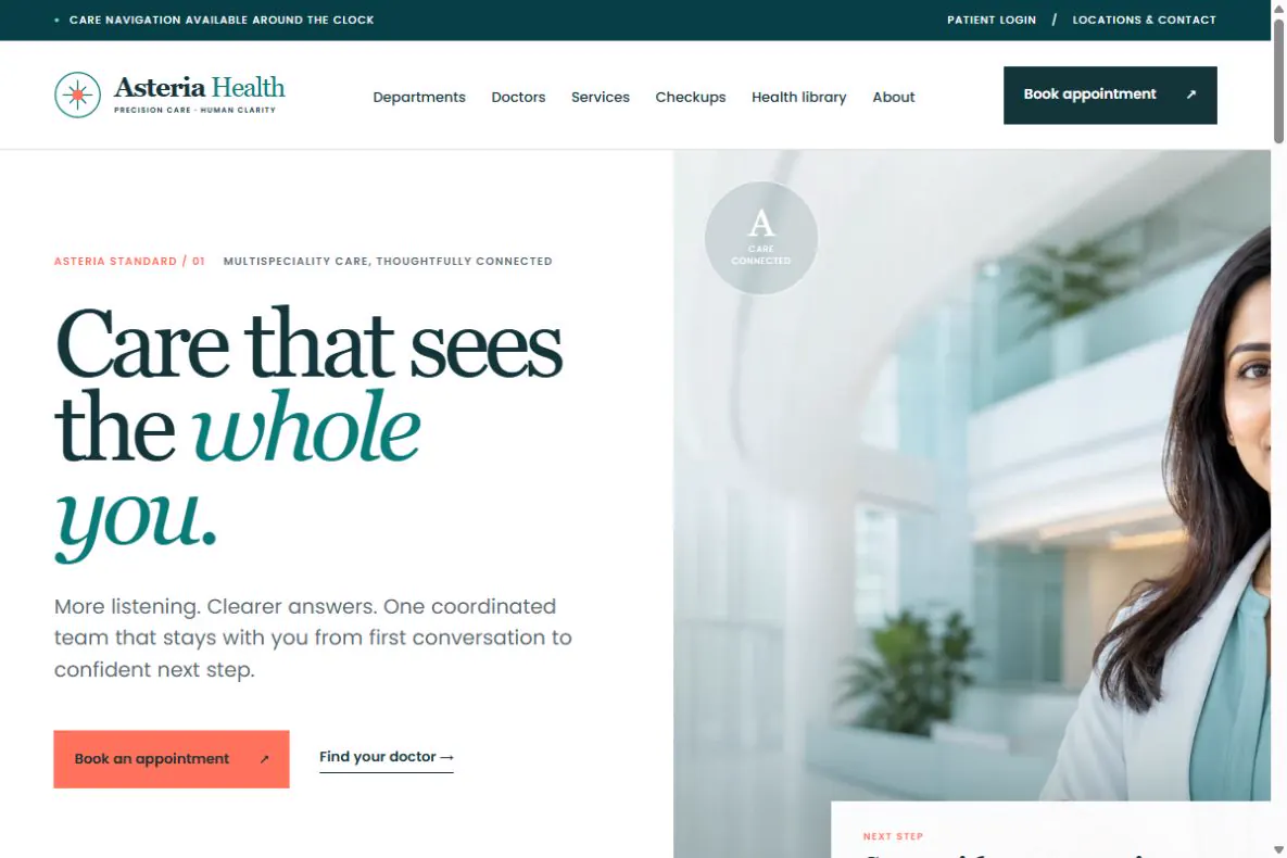 Asteria Health website screenshot