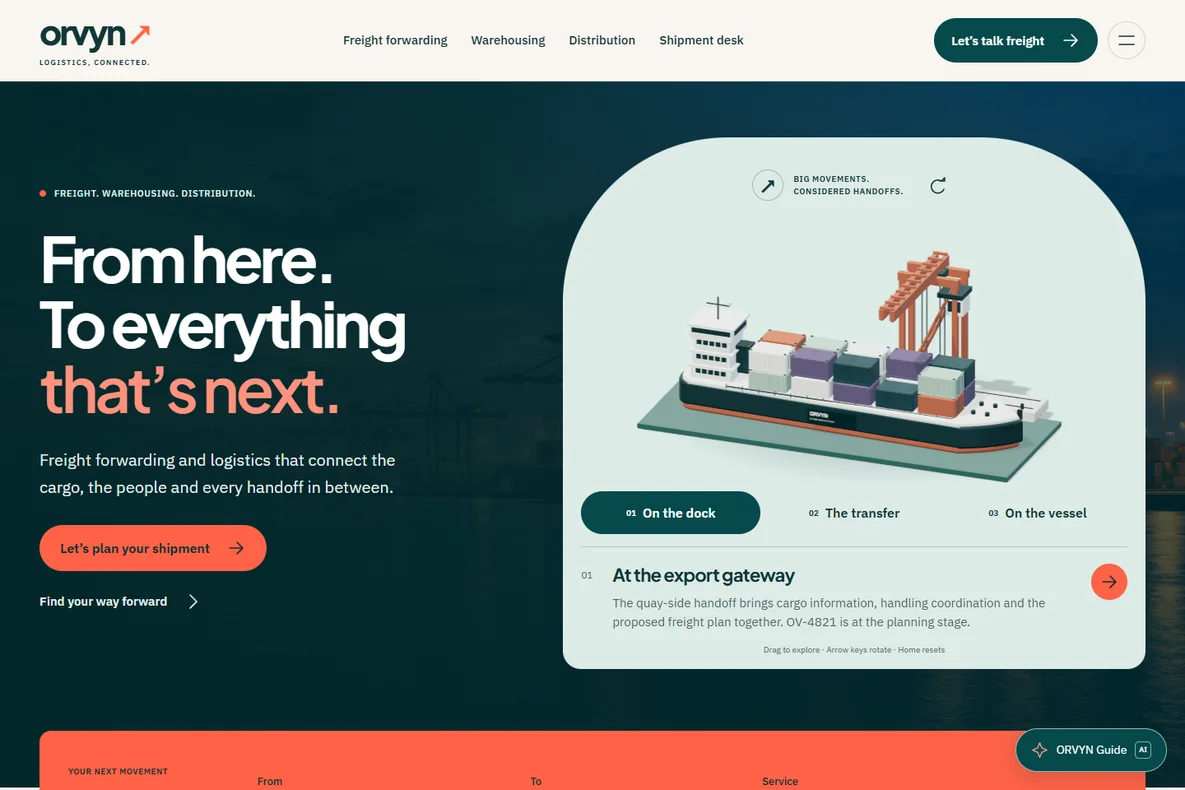 ORVYN Logistics website screenshot