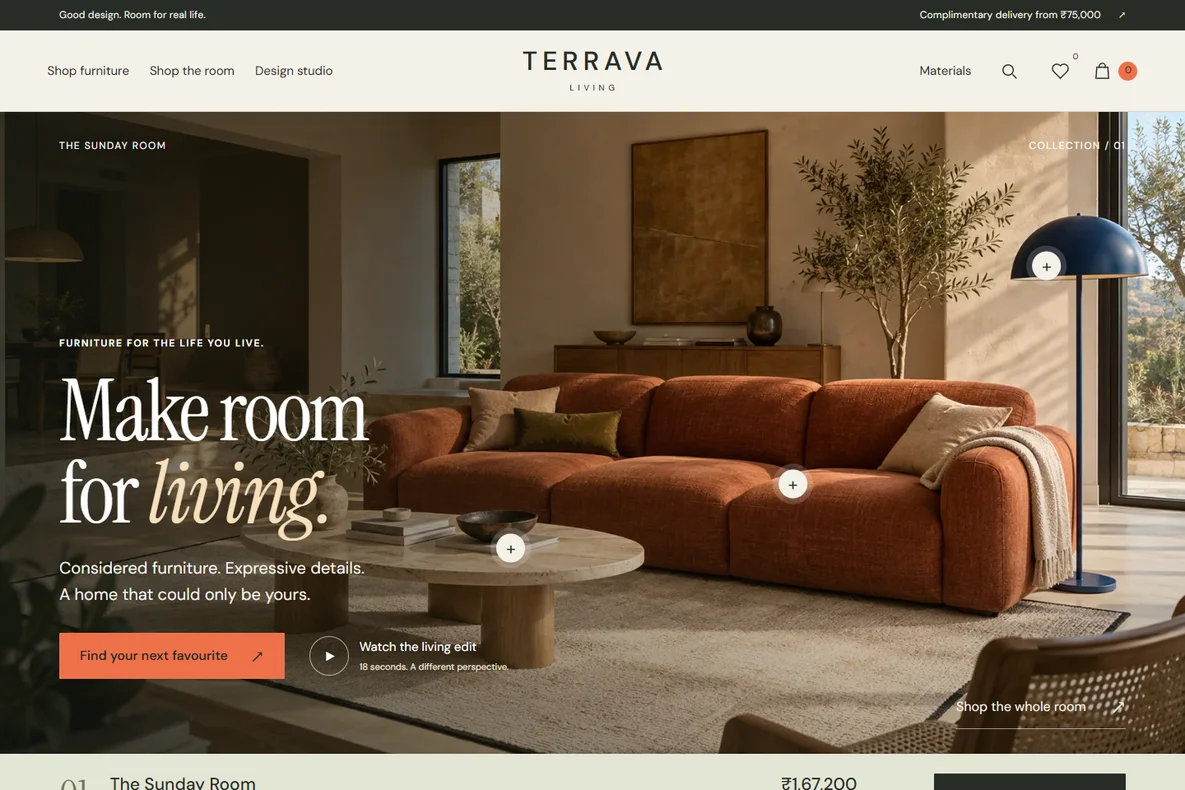 TERRAVA Living website screenshot