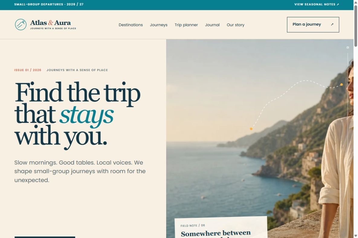 Atlas & Aura homepage website demo screenshot