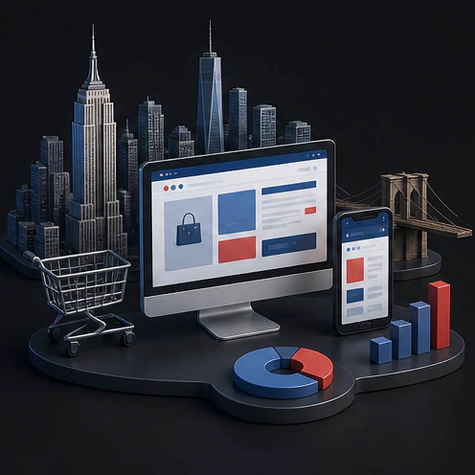 3D illustration of responsive website design for businesses in Miami