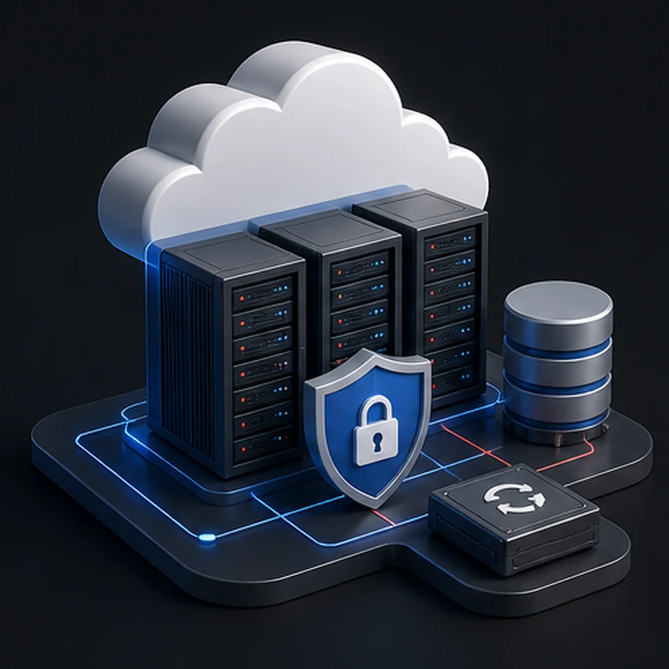 3D illustration representing website backup services