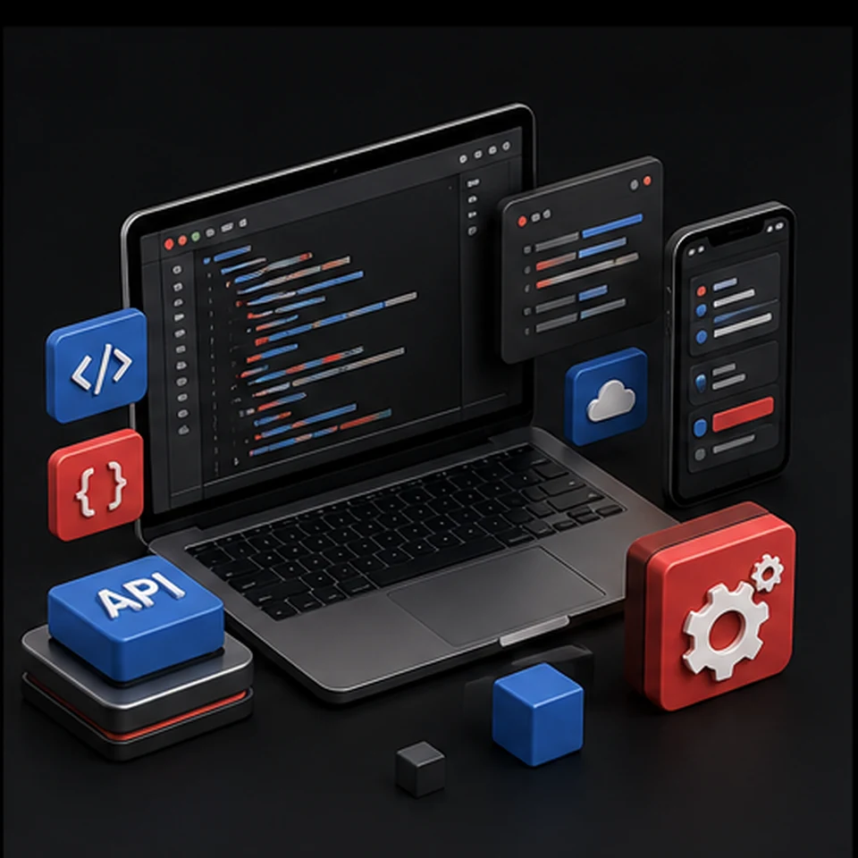 3D illustration representing web development services