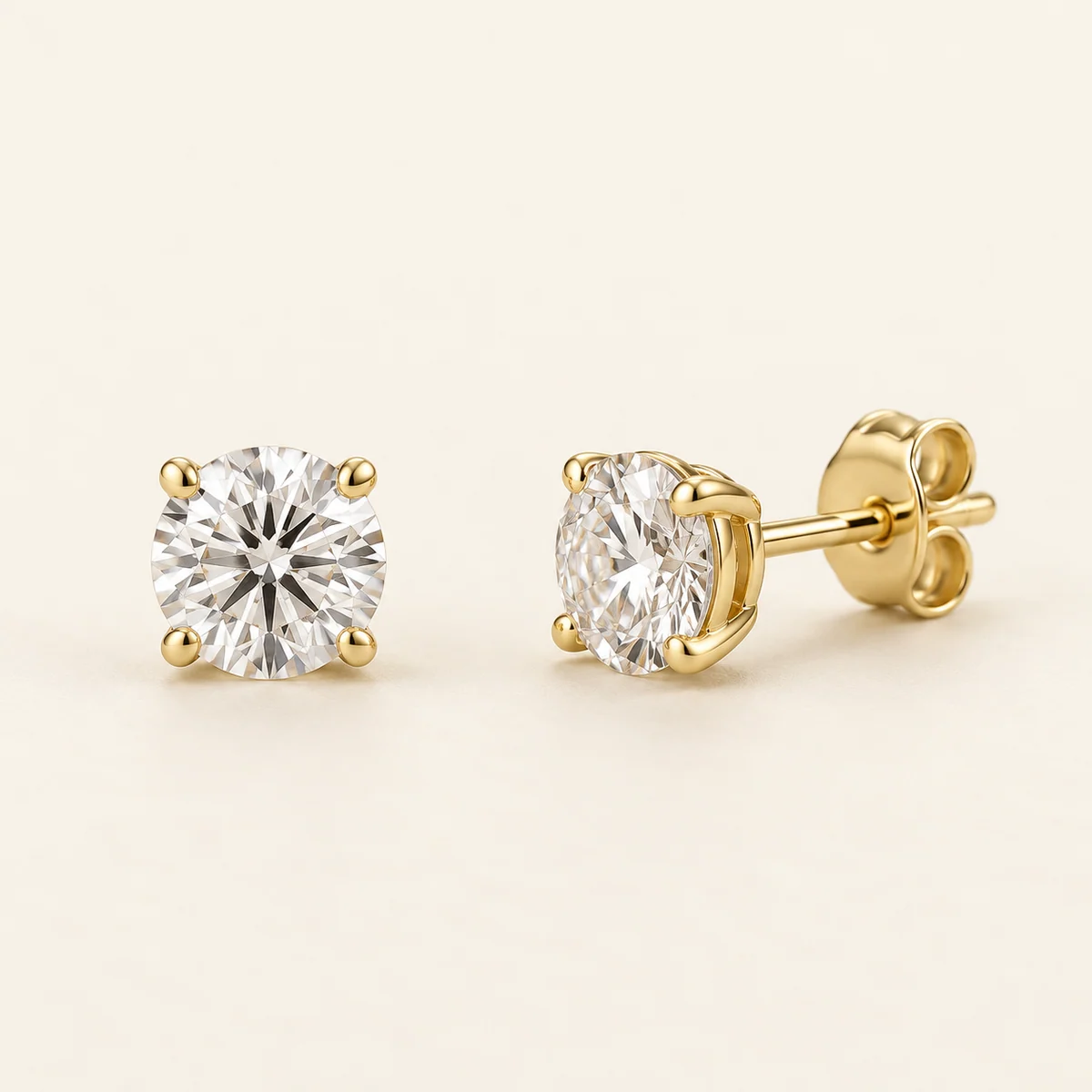 Round diamond studs shown as the product reference for this cut study