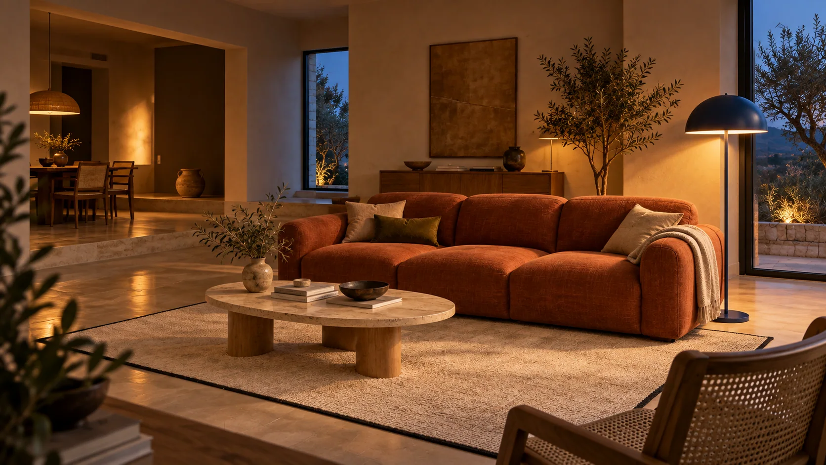 The living collection in warm evening light