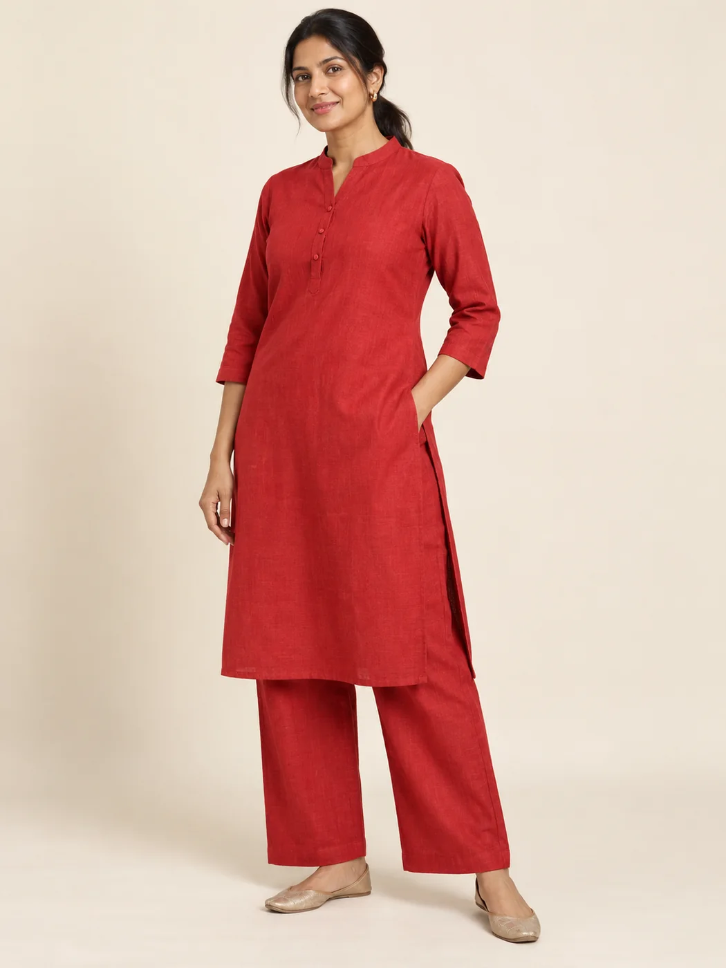 Rooh Linen Co-ord in Sindoor