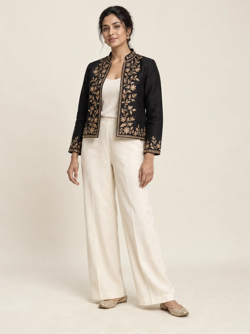 Tara Embroidered Jacket in Midnight